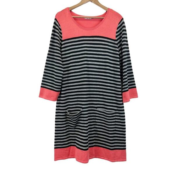 Eliza J Sweater Dress Womens XL Shift Colorblock Stripe Academia‎ Cozy Lagenlook - Picture 1 of 6